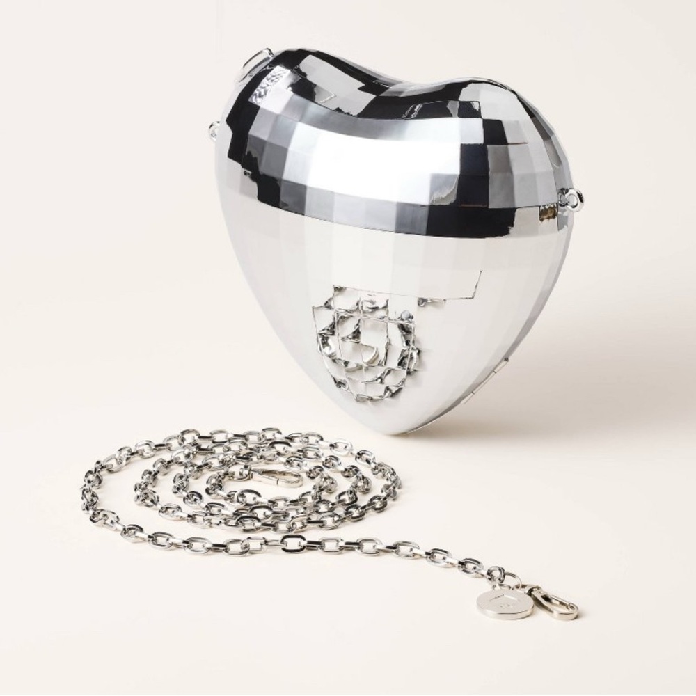 Kate Spade x Target NWT Silver Disco Heart Crossbody Bag